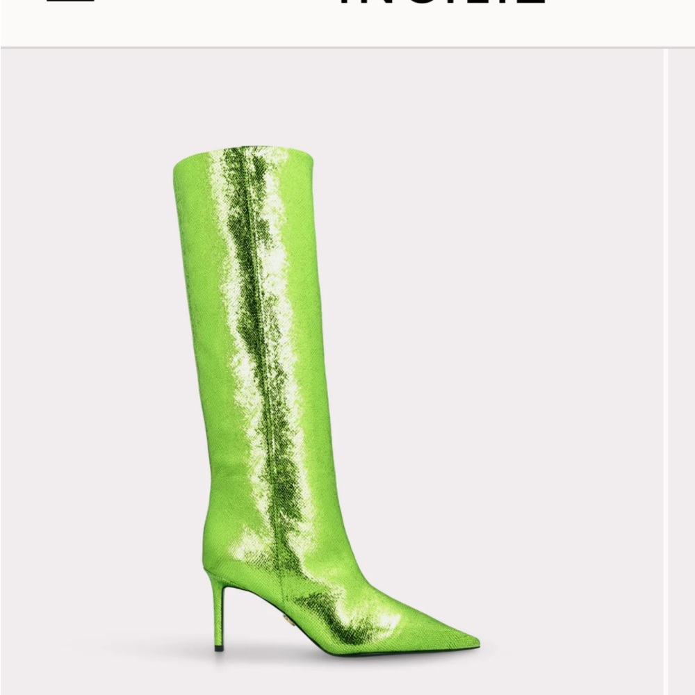 MIA 04 LIME COLOR CRASH VIPER MIRROR EMBOSSED LEATHER BOOTS